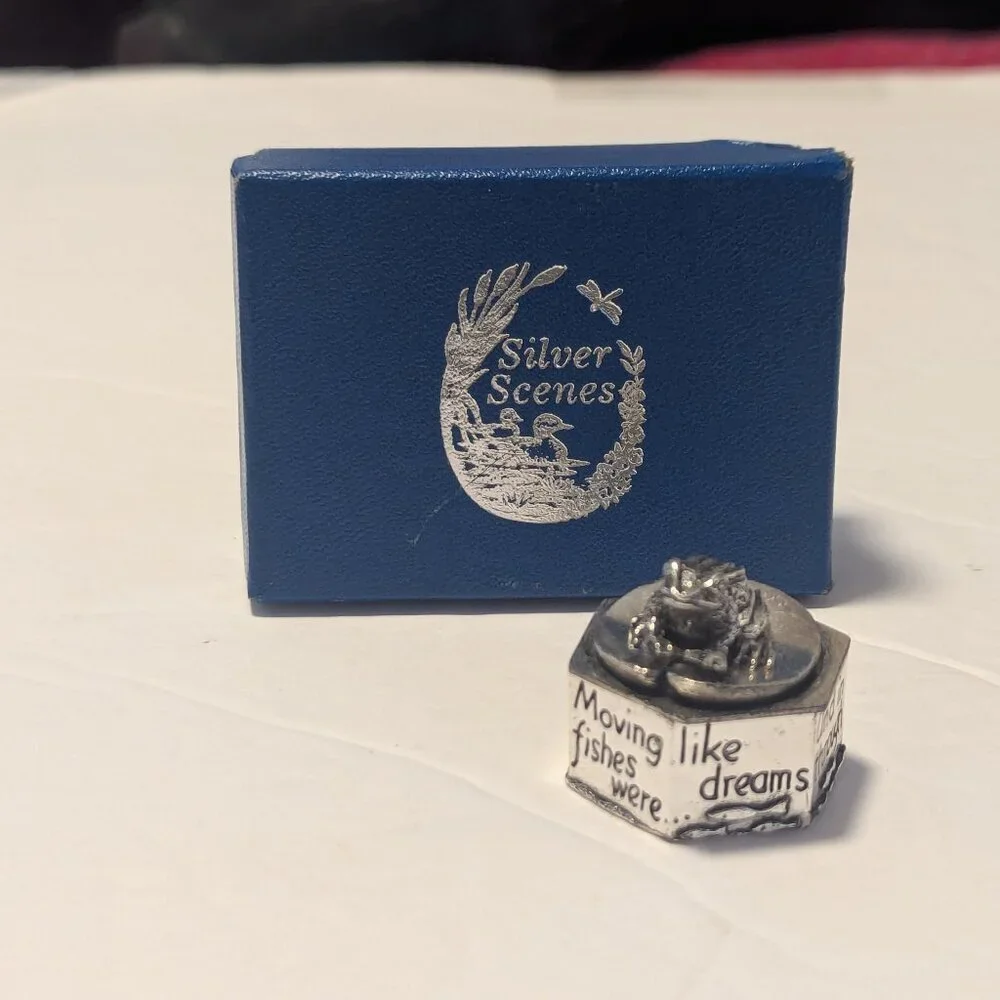 Vintage Silver Scenes Pewter Frog‎ Box Whimsical Pill Mini Trinket Wales UK